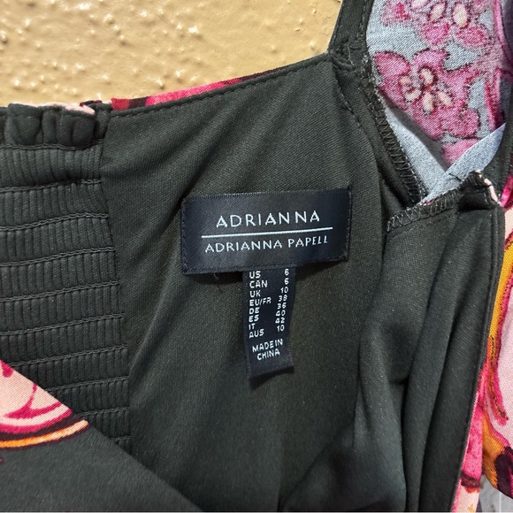 Adrianna Papell Black and Pink Floral Maxi Dress size 6 - Picture 5 of 11